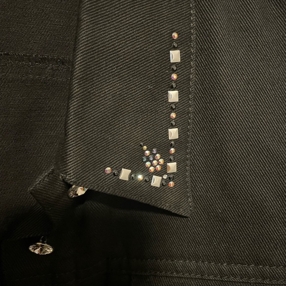 Christine Alexander Swarovski Crystal Motorcycle Denim Jean Jacket, Women’s XL - Picture 4 of 12